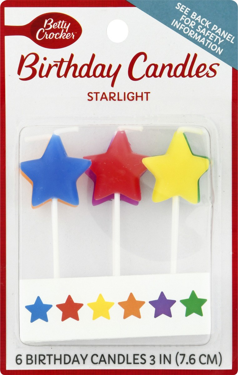 slide 5 of 9, Betty Crocker Star Light Birthday Candles, 6 ct