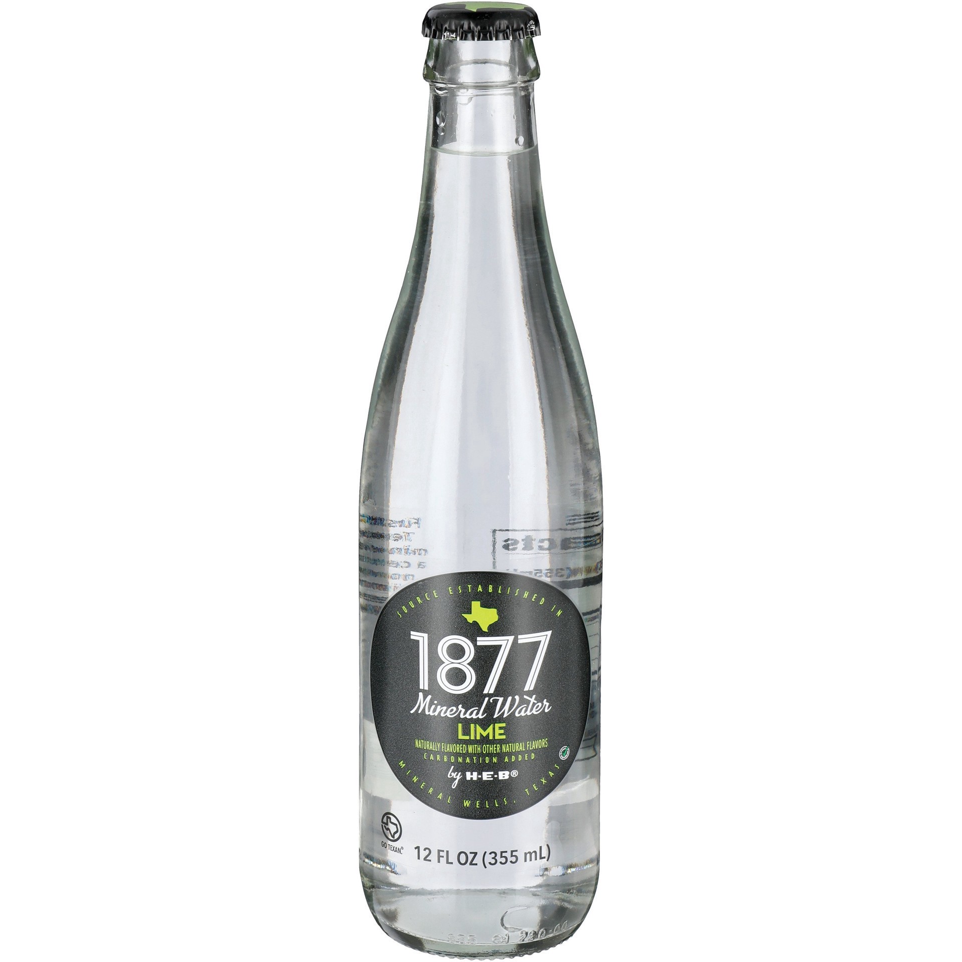slide 1 of 1, H-E-B 1877 Lime Sparkling Mineral Water, 12 oz