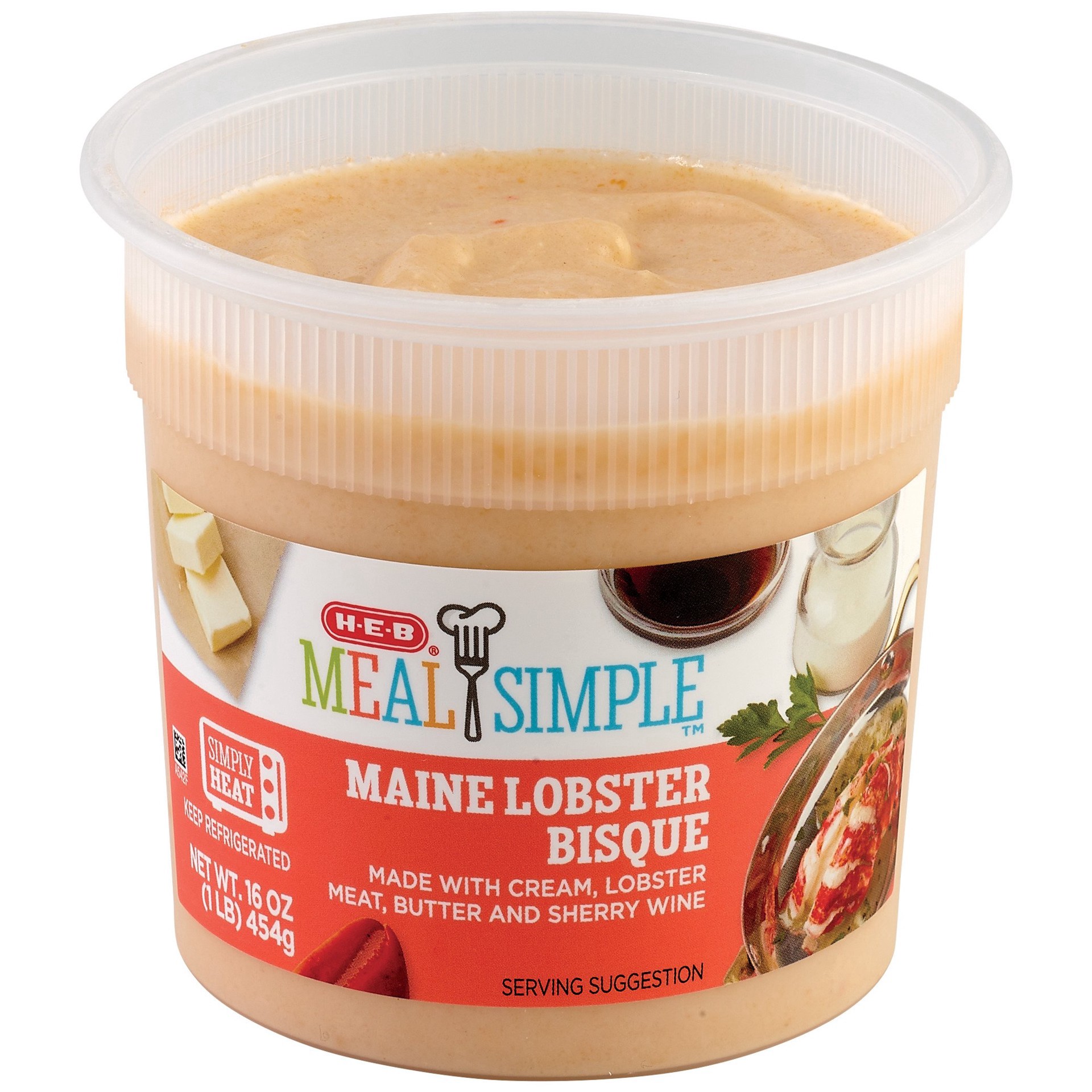 slide 1 of 1, Meal Simple by H-E-B Maine Lobster Bisque Soup, 16 oz
