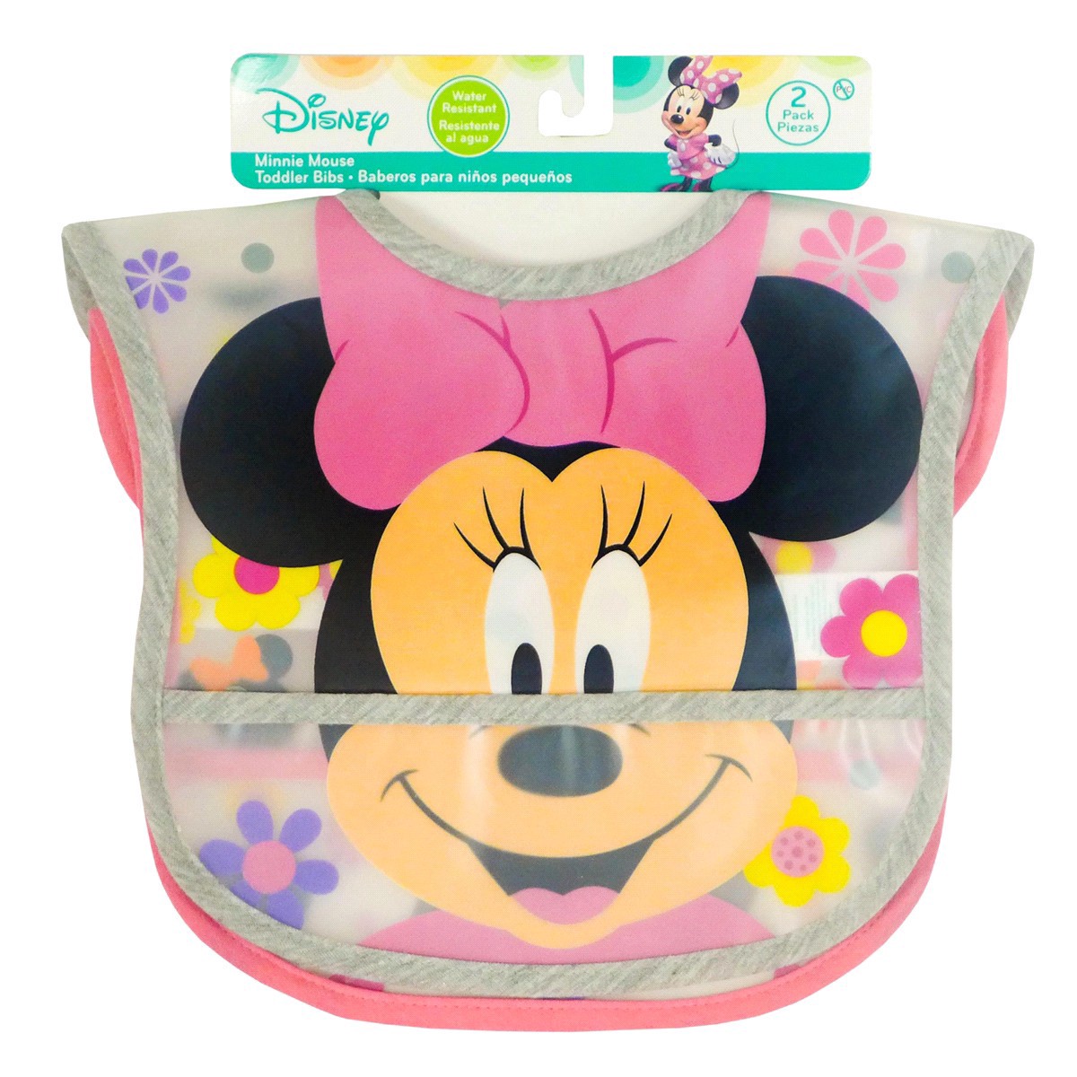 slide 5 of 5, Disney Mickey or Minnie Mouse, translucent Peva Toddler Bibs, 2 ct