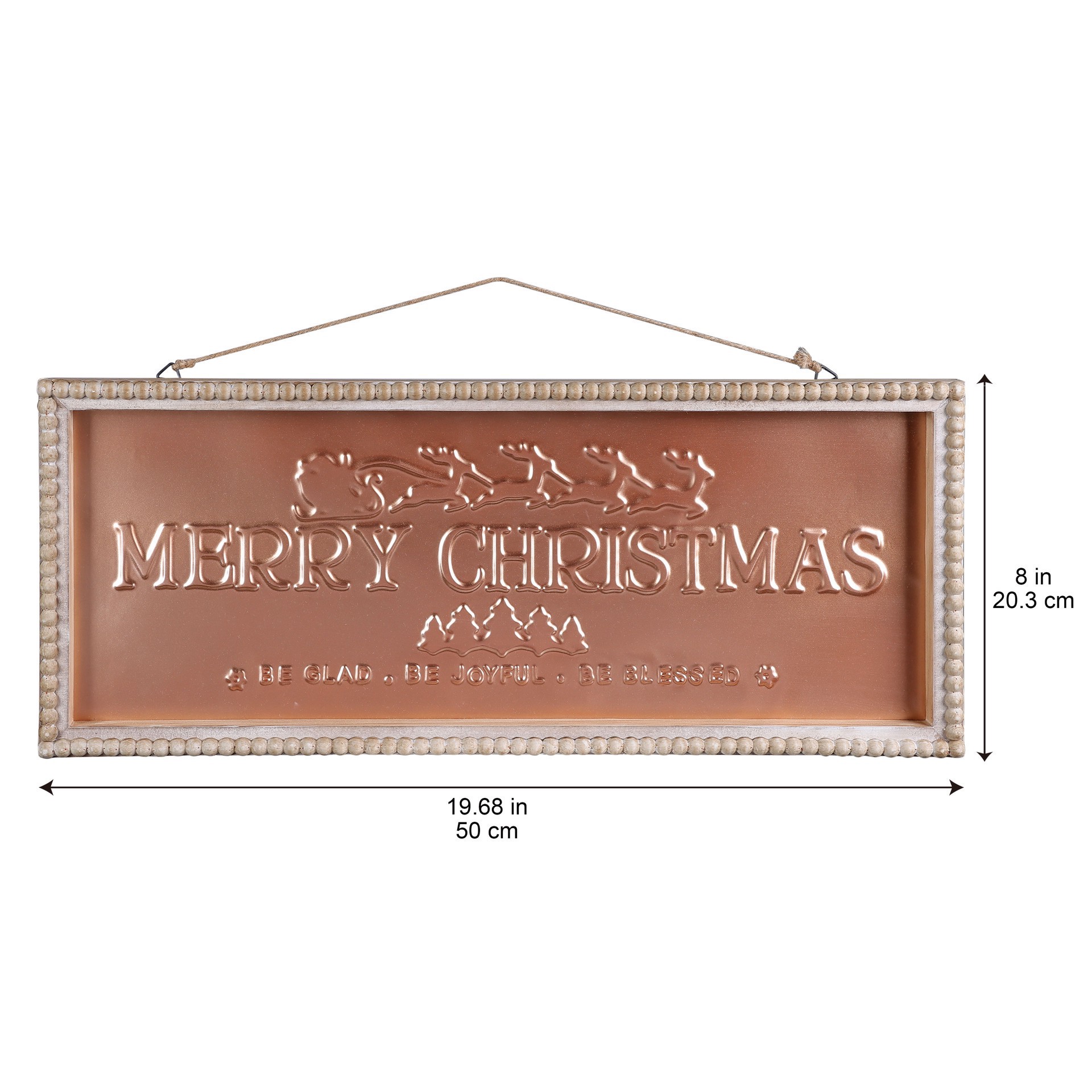 slide 5 of 8, 19.75" Merry Christmas Metal Wall Decor In Beaded Frame By Ashland, 19.75 in x 8 in
