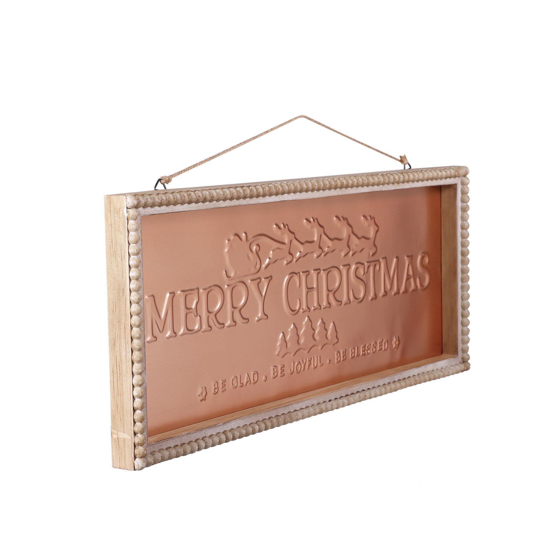 slide 7 of 8, 19.75" Merry Christmas Metal Wall Decor In Beaded Frame By Ashland, 19.75 in x 8 in