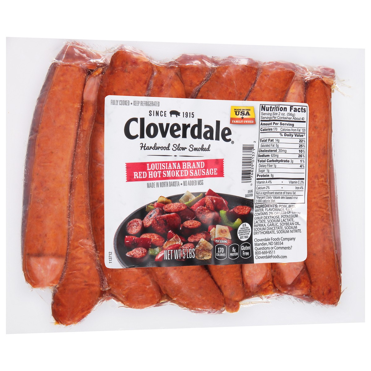 slide 2 of 11, Cloverdale Louisiana Red Hot Sausage, 5 lb