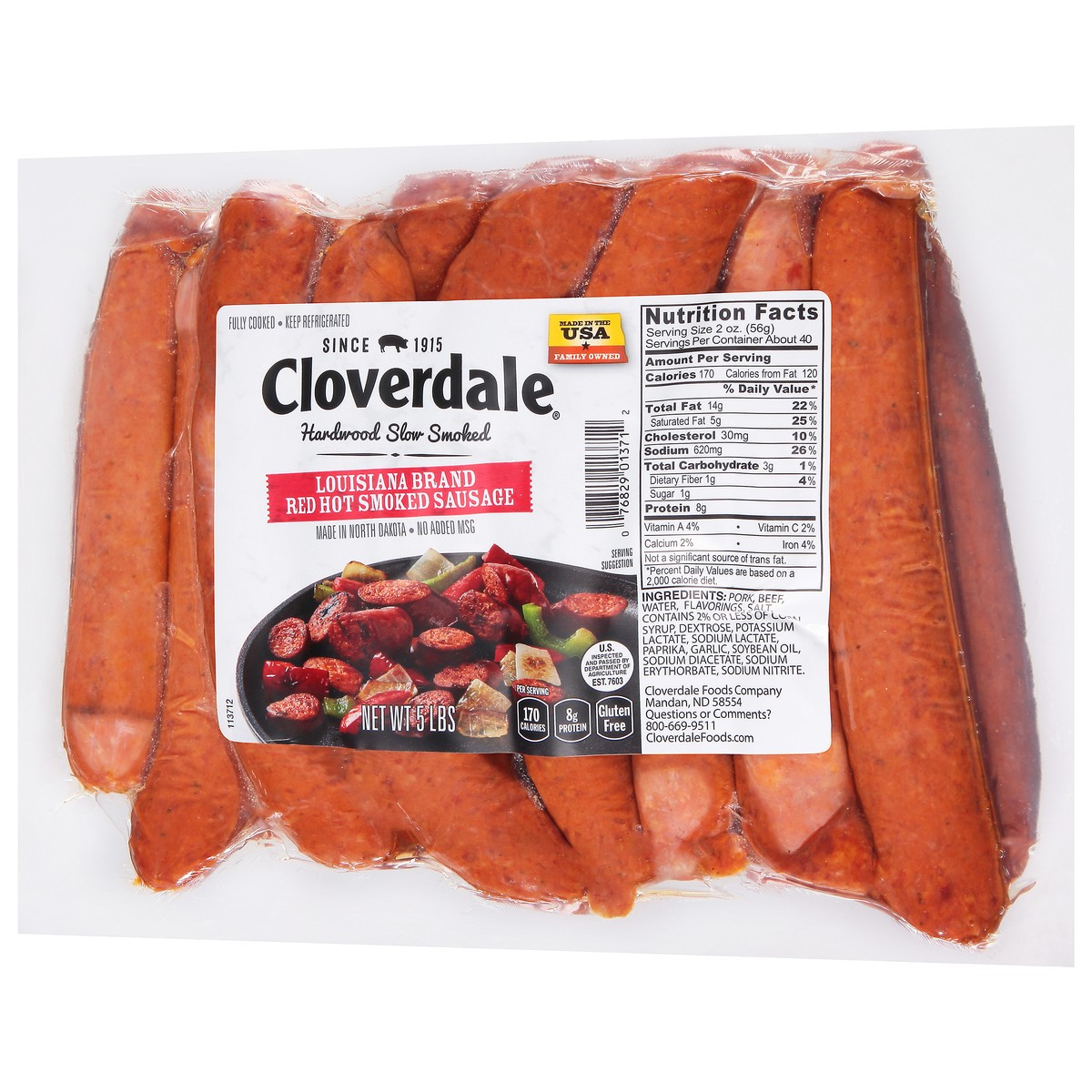 slide 6 of 11, Cloverdale Louisiana Red Hot Sausage, 5 lb