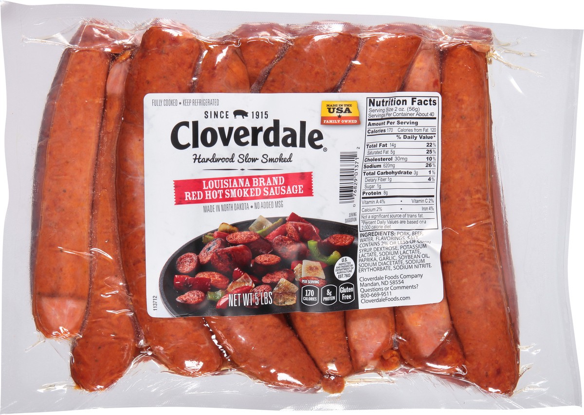 slide 10 of 11, Cloverdale Louisiana Red Hot Sausage, 5 lb