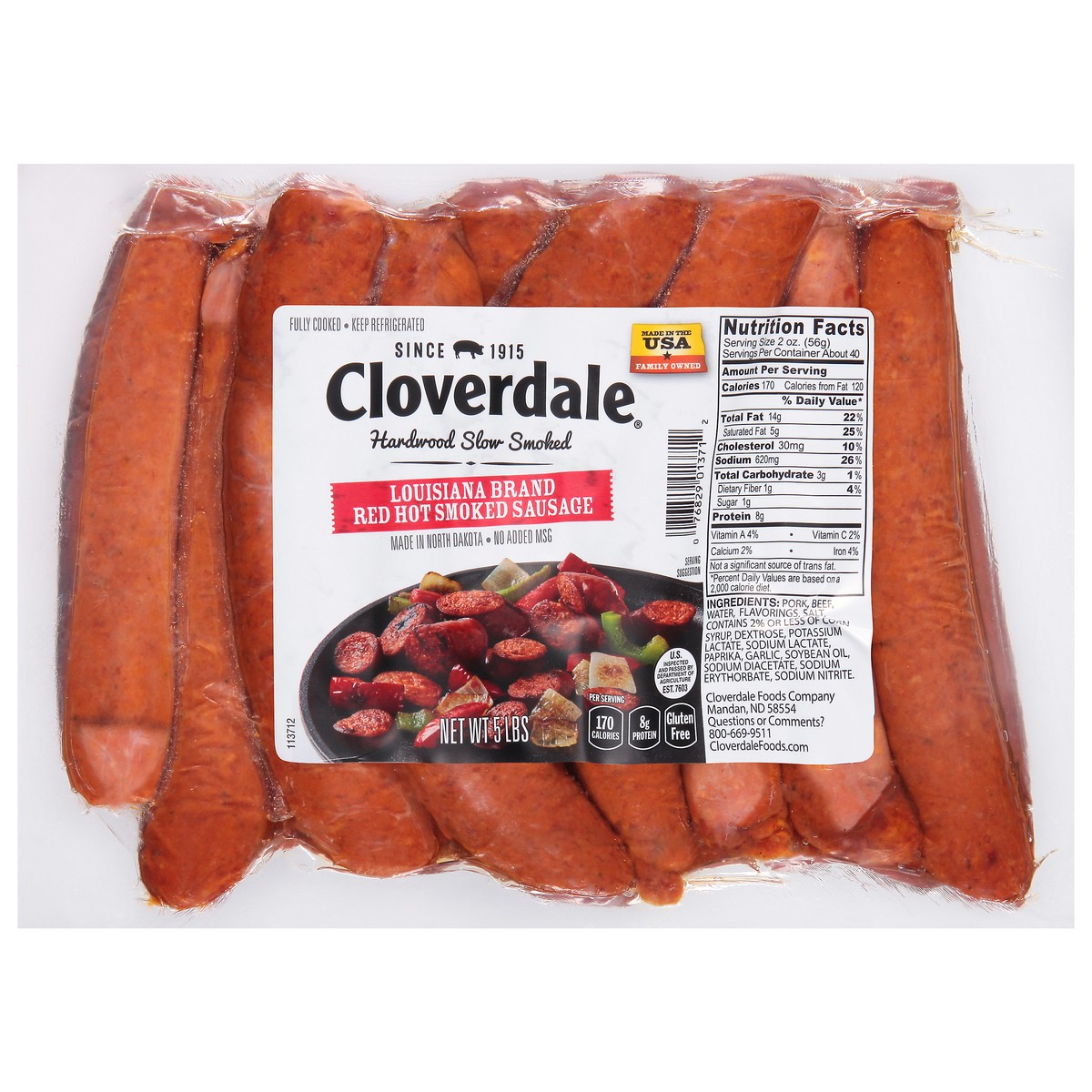 slide 7 of 11, Cloverdale Louisiana Red Hot Sausage, 5 lb