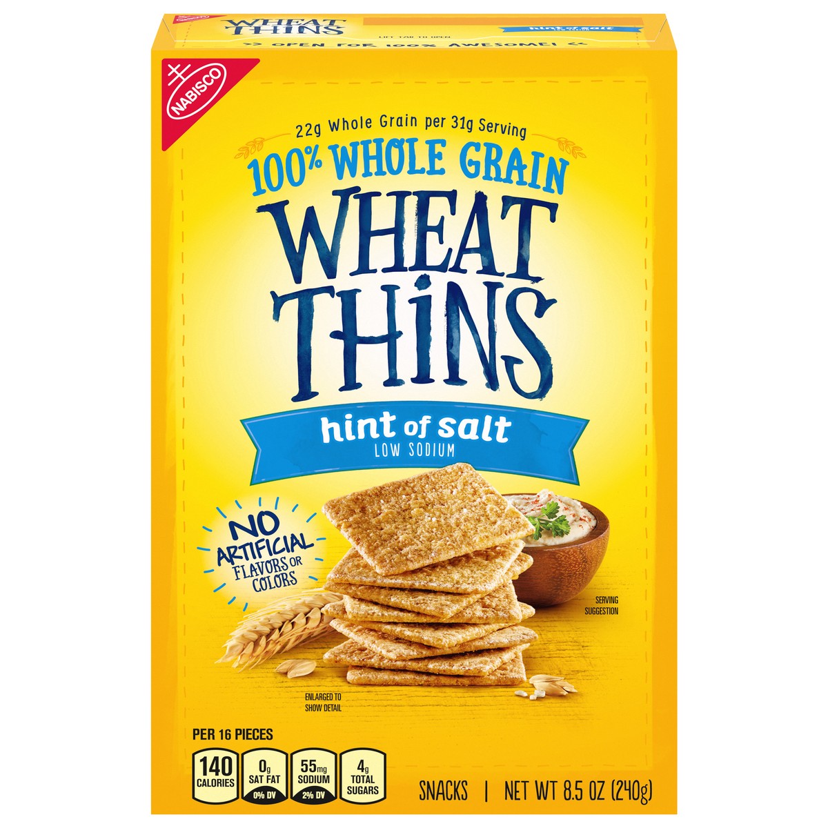 slide 10 of 16, Wheat Thins Hint of Salt Low Sodium Snacks, Whole Grain Wheat Crackers, Snack Crackers, 8.5 oz, 8.5 oz