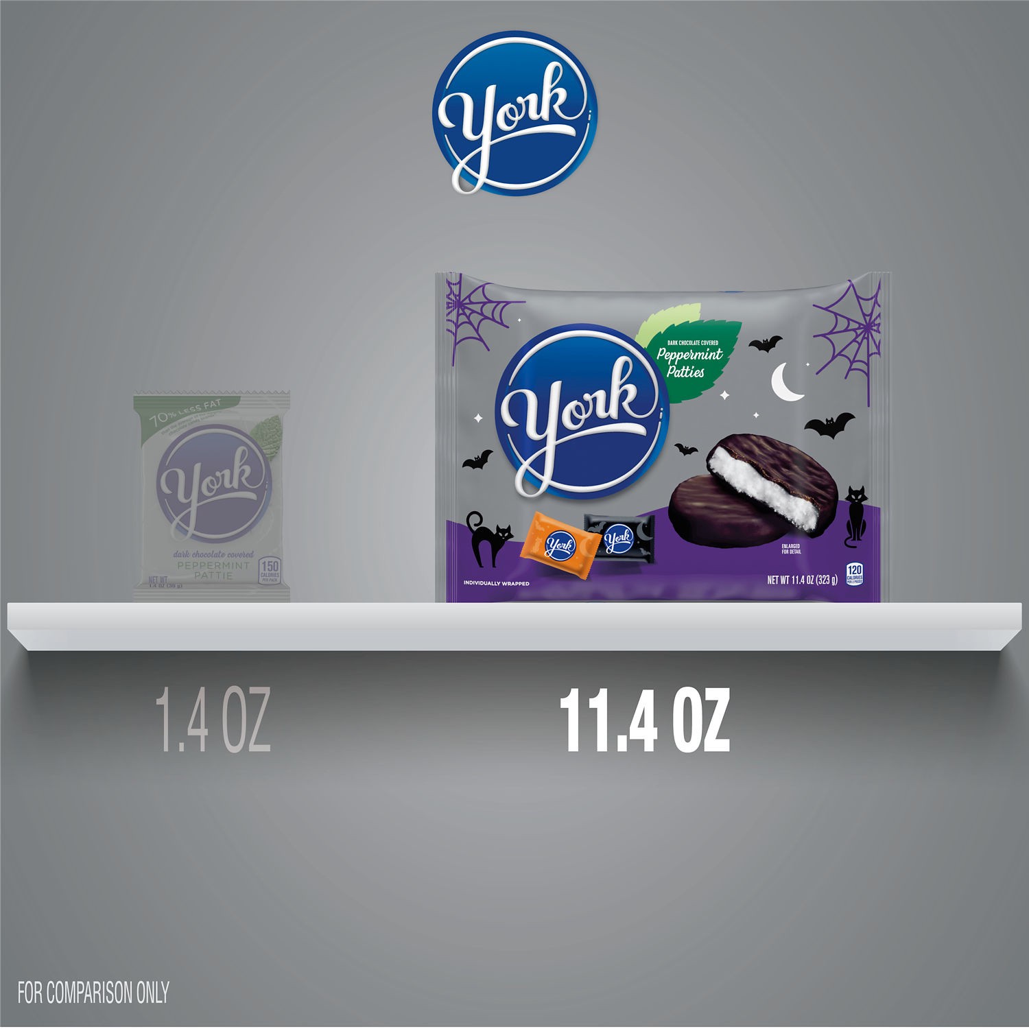 slide 7 of 8, YORK Dark Chocolate Snack Size Peppermint Patties, Individually Wrapped Candy Bag, 11.4 oz, 11.4 oz