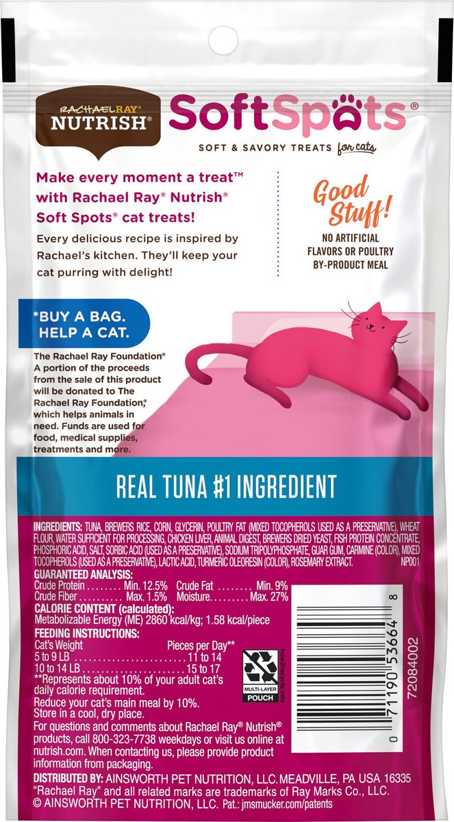 slide 5 of 13, Rachael Ray Nutrish Soft Spots Cat Treats, Tuna, 2.5 oz. Bag, 2.50 oz