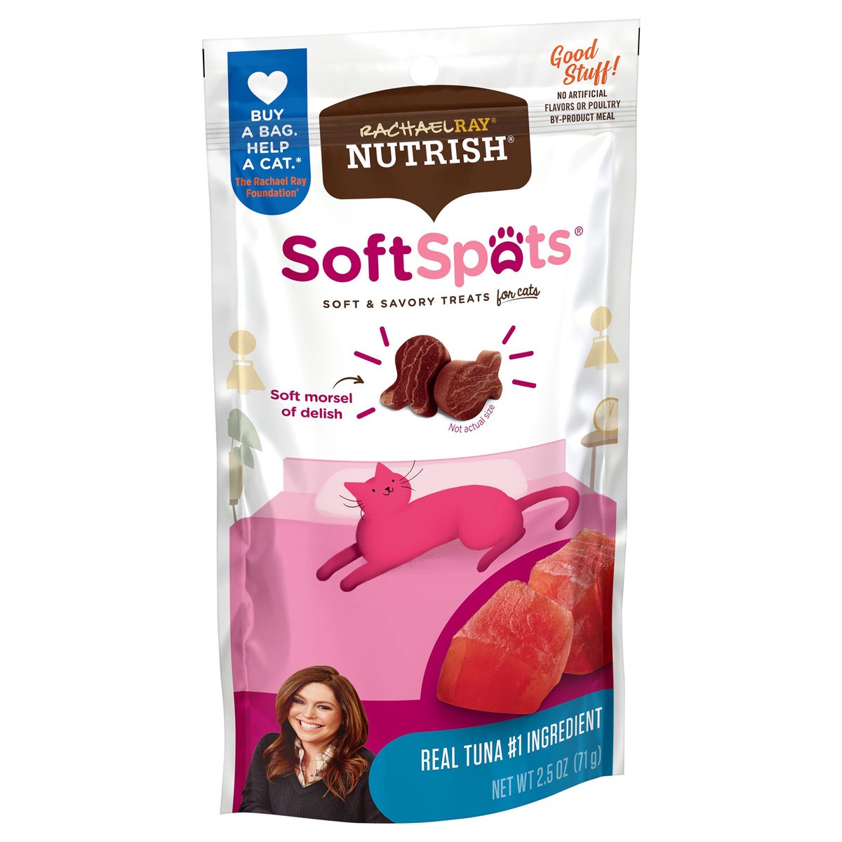 slide 10 of 13, Rachael Ray Nutrish Soft Spots Cat Treats, Tuna, 2.5 oz. Bag, 2.50 oz