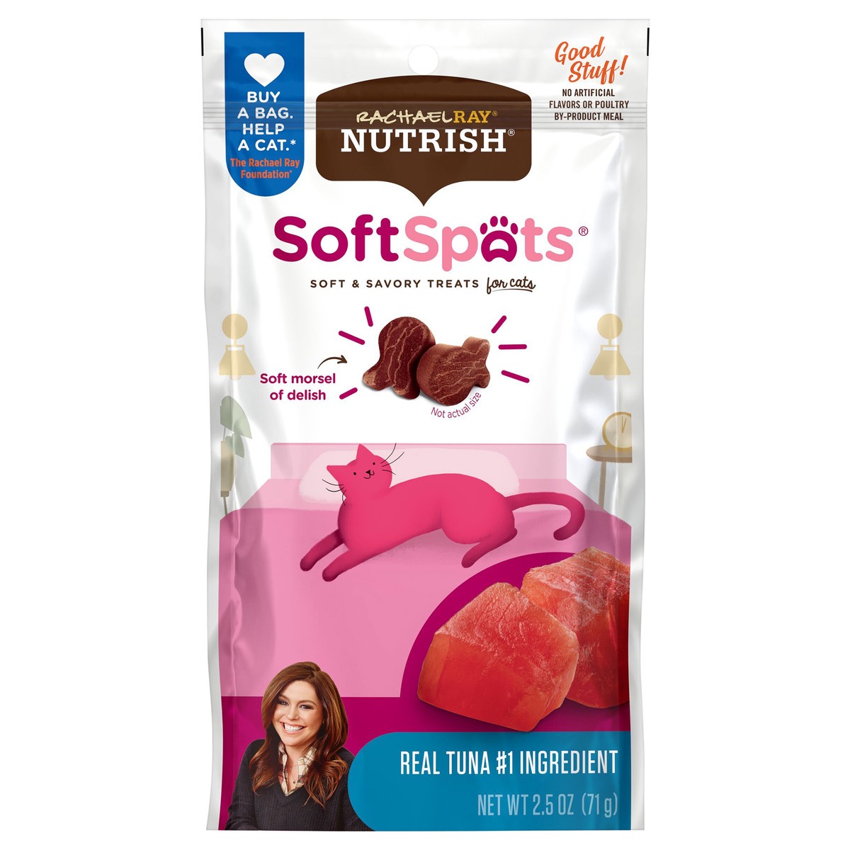 slide 12 of 13, Rachael Ray Nutrish Soft Spots Cat Treats, Tuna, 2.5 oz. Bag, 2.50 oz