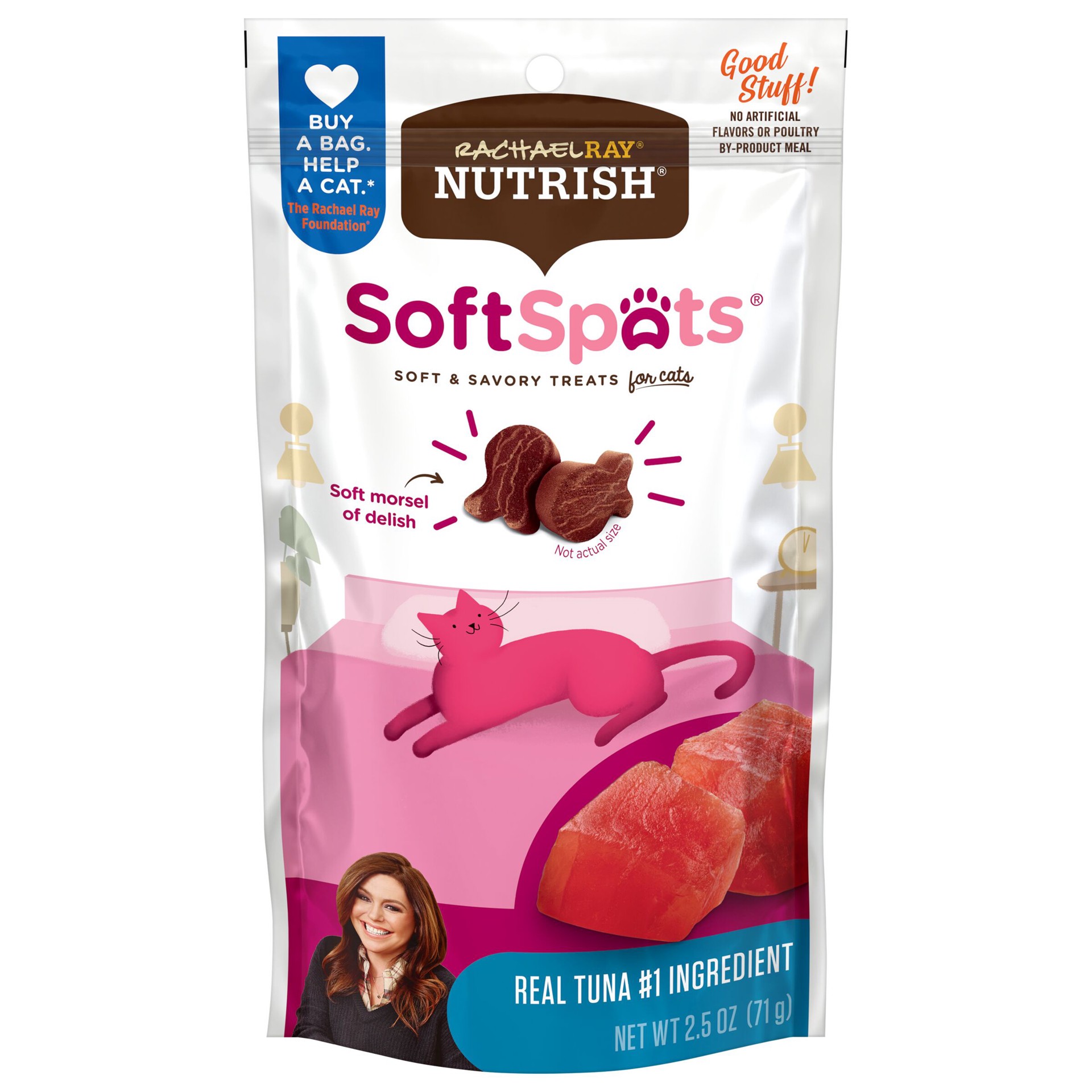 slide 1 of 13, Rachael Ray Nutrish Soft Spots Cat Treats, Tuna, 2.5 oz. Bag, 2.50 oz