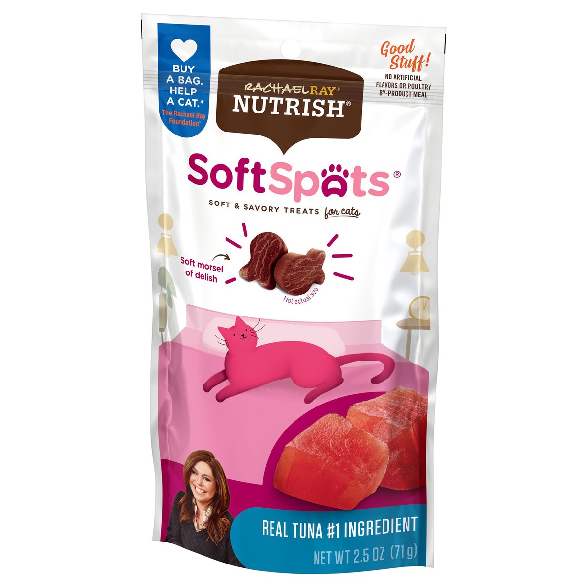 slide 3 of 13, Rachael Ray Nutrish Soft Spots Cat Treats, Tuna, 2.5 oz. Bag, 2.50 oz