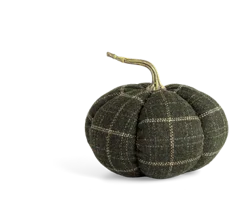 Green and Tan Plaid Wool Pumpkin