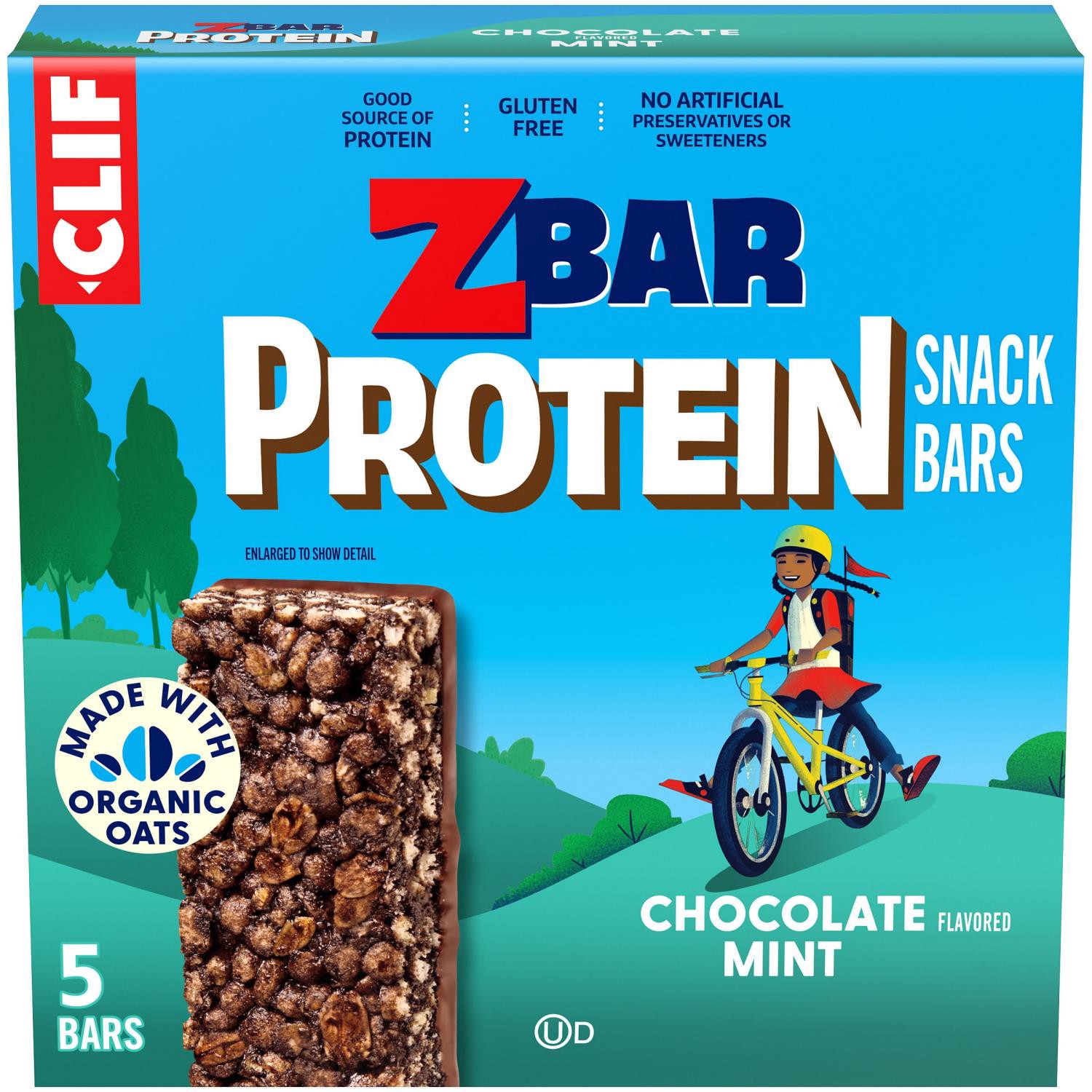 slide 1 of 17, CLIF Organic Zbar Chocolate Mint Protein Bars, 5 ct