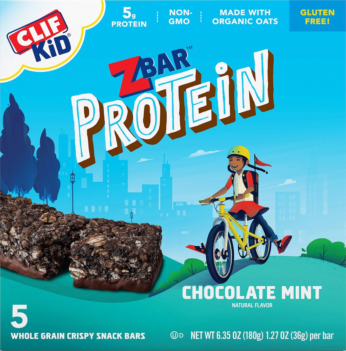 slide 16 of 17, CLIF Kid ZBar Chocolate Mint Protein Bars, 5 ct; 1.27 oz
