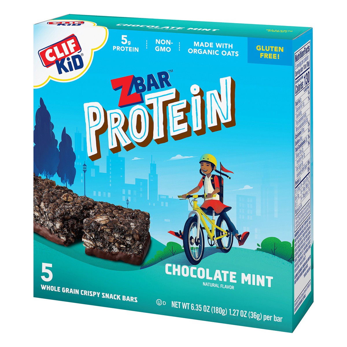 slide 4 of 17, CLIF Kid ZBar Chocolate Mint Protein Bars, 5 ct; 1.27 oz