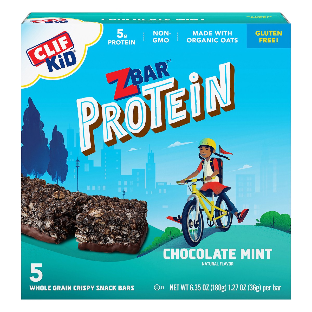 slide 1 of 17, CLIF Kid ZBar Chocolate Mint Protein Bars, 5 ct; 1.27 oz
