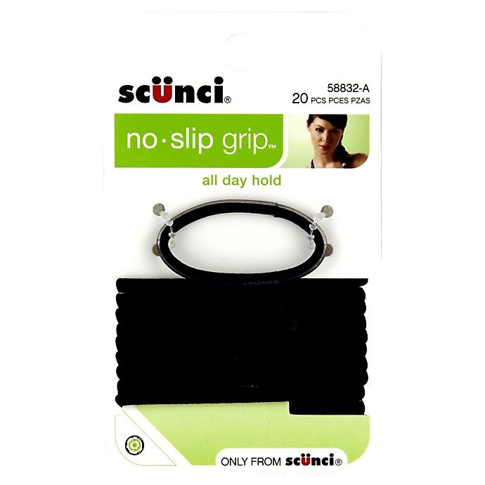 slide 1 of 1, scünci No-Slip Hair Elastics - Black, 20 ct