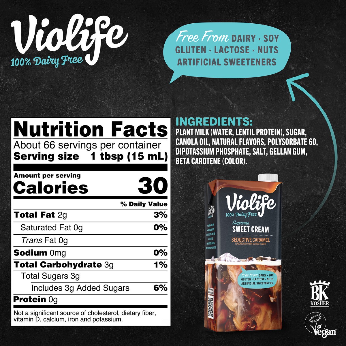 slide 6 of 7, Violife Caramel Creamer 33.8Oz, 33.8 oz