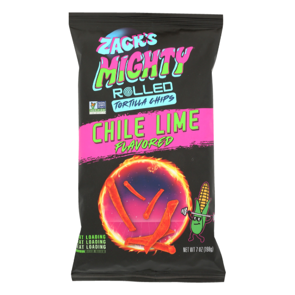 slide 1 of 1, Zack's Mighty Chile Lime Rolled Tortilla Chips, 7 oz