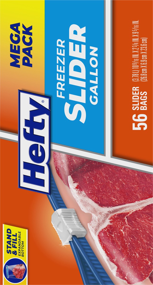 slide 4 of 9, Hefty Gallon Freezer Slider Bags Mega Pack 56 ea, 56 ct