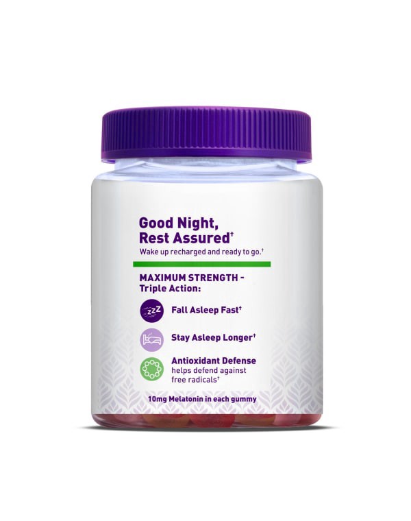 slide 3 of 13, Natrol MelatoninMax Sleep Aid Gummy, 10mg per Gummy, Maximum Strength for Better Sleep, 10mg, 80 Blueberry Flavored Gummies, 10mg, 80 ct