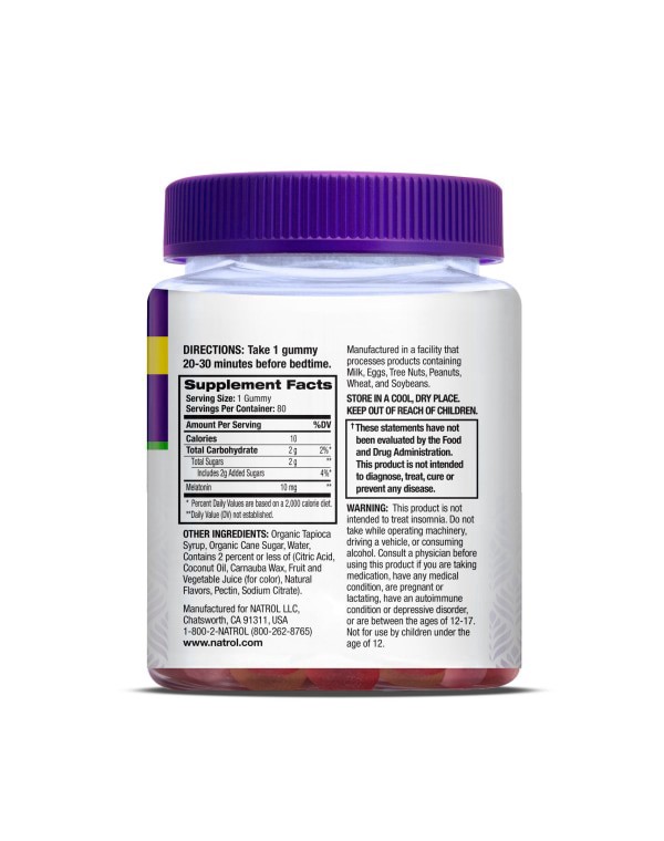 slide 8 of 13, Natrol MelatoninMax Sleep Aid Gummy, 10mg per Gummy, Maximum Strength for Better Sleep, 10mg, 80 Blueberry Flavored Gummies, 10mg, 80 ct