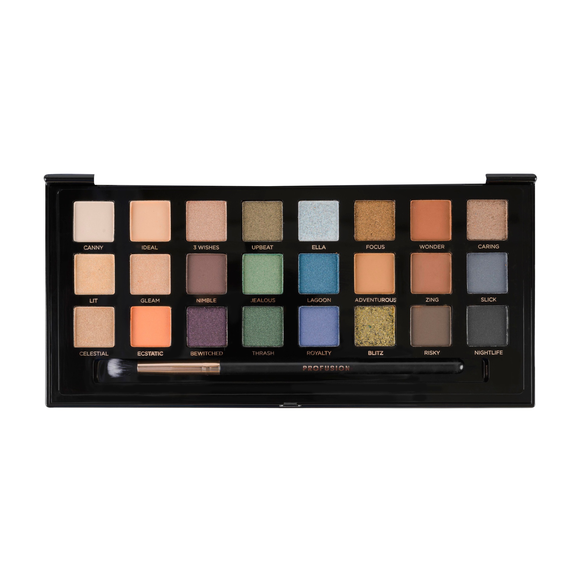 slide 1 of 1, Profusion Cosmetics Sultry 24 Shade Eyeshadow Palette & Brush, 9.3 oz