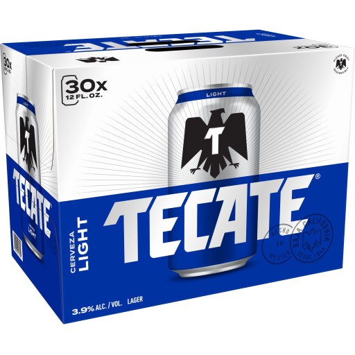 slide 2 of 3, Tecate Light Beer Can, 30 ct; 12 fl oz