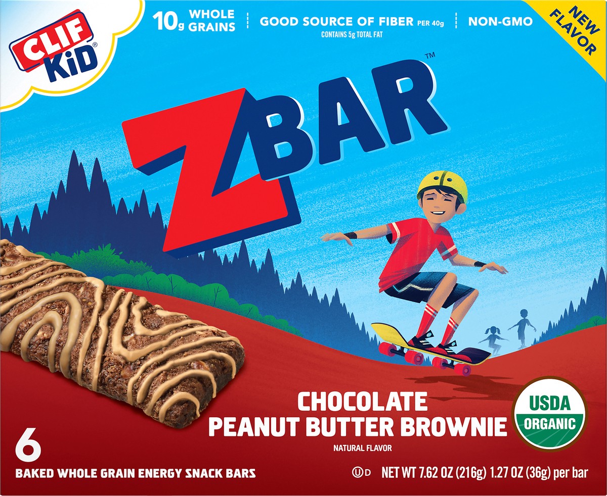 slide 6 of 9, CLIF Zbar Chocolate Peanut Butter Brownie Energy Snack Bars 6 ea, 6 ct