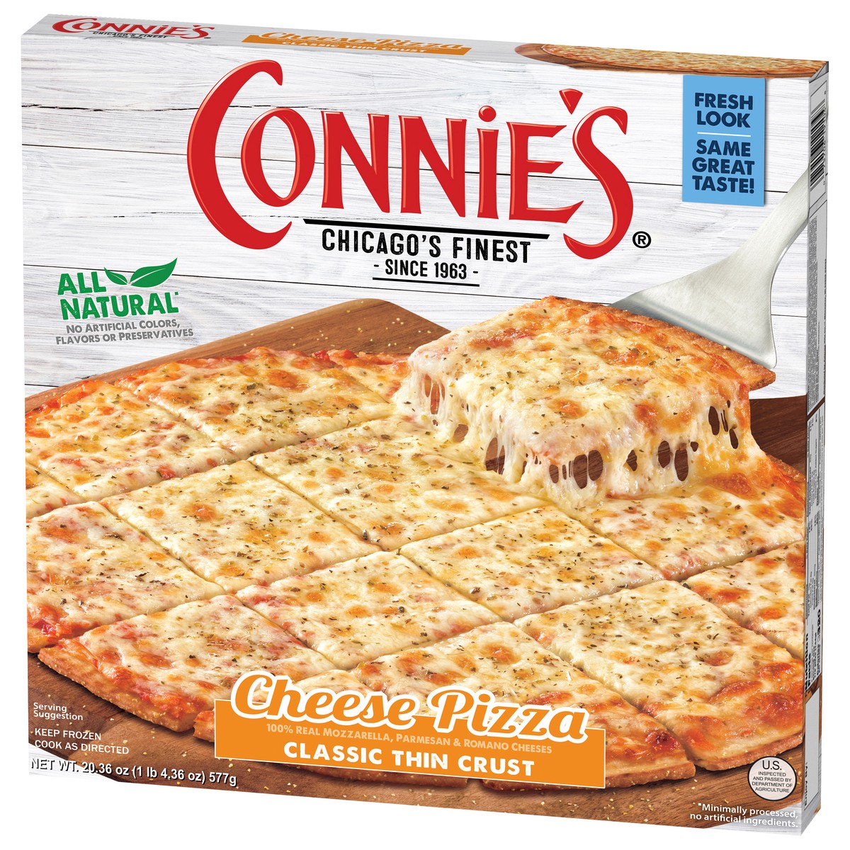 slide 8 of 9, Connie's Classic Thin Crust Cheese Pizza 20.36 oz, 20.36 oz