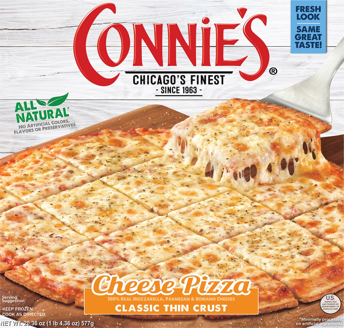 slide 6 of 9, Connie's Classic Thin Crust Cheese Pizza 20.36 oz, 20.36 oz