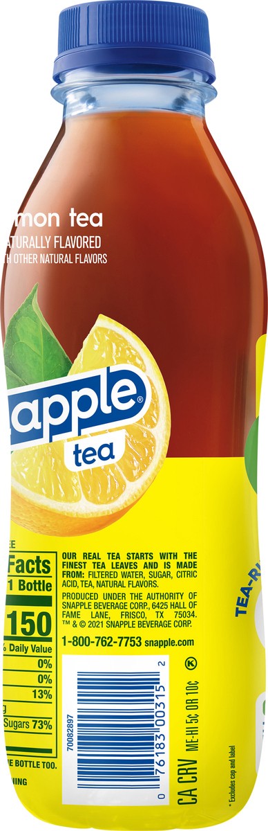 slide 2 of 12, Snapple Lemon Tea, recycled plastic bottle - 16 fl oz, 16 fl oz