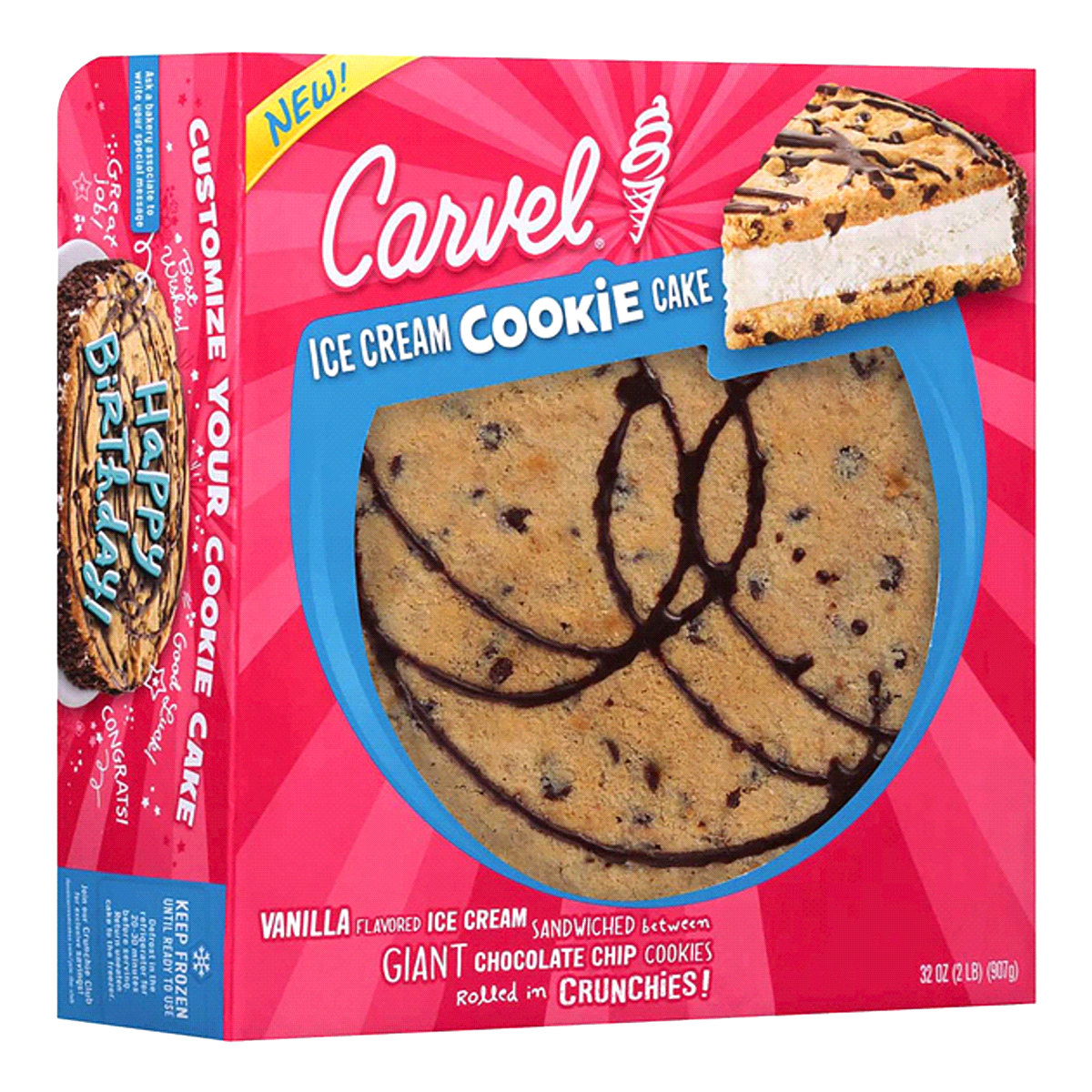 slide 1 of 6, Carvel Ice Cream Cookie Cake, 32 oz