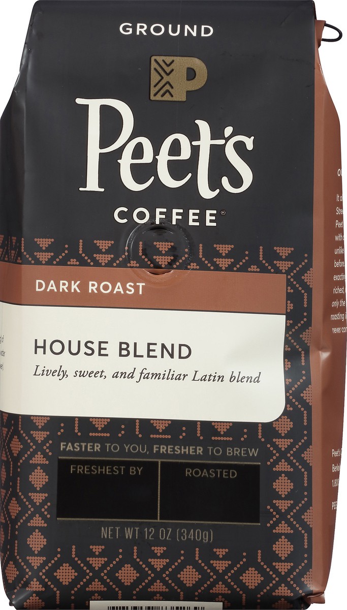 slide 6 of 9, Peet's Coffee House Blend Dark Roast Ground Coffee 12 oz. Stand-Up Bag, 12 oz