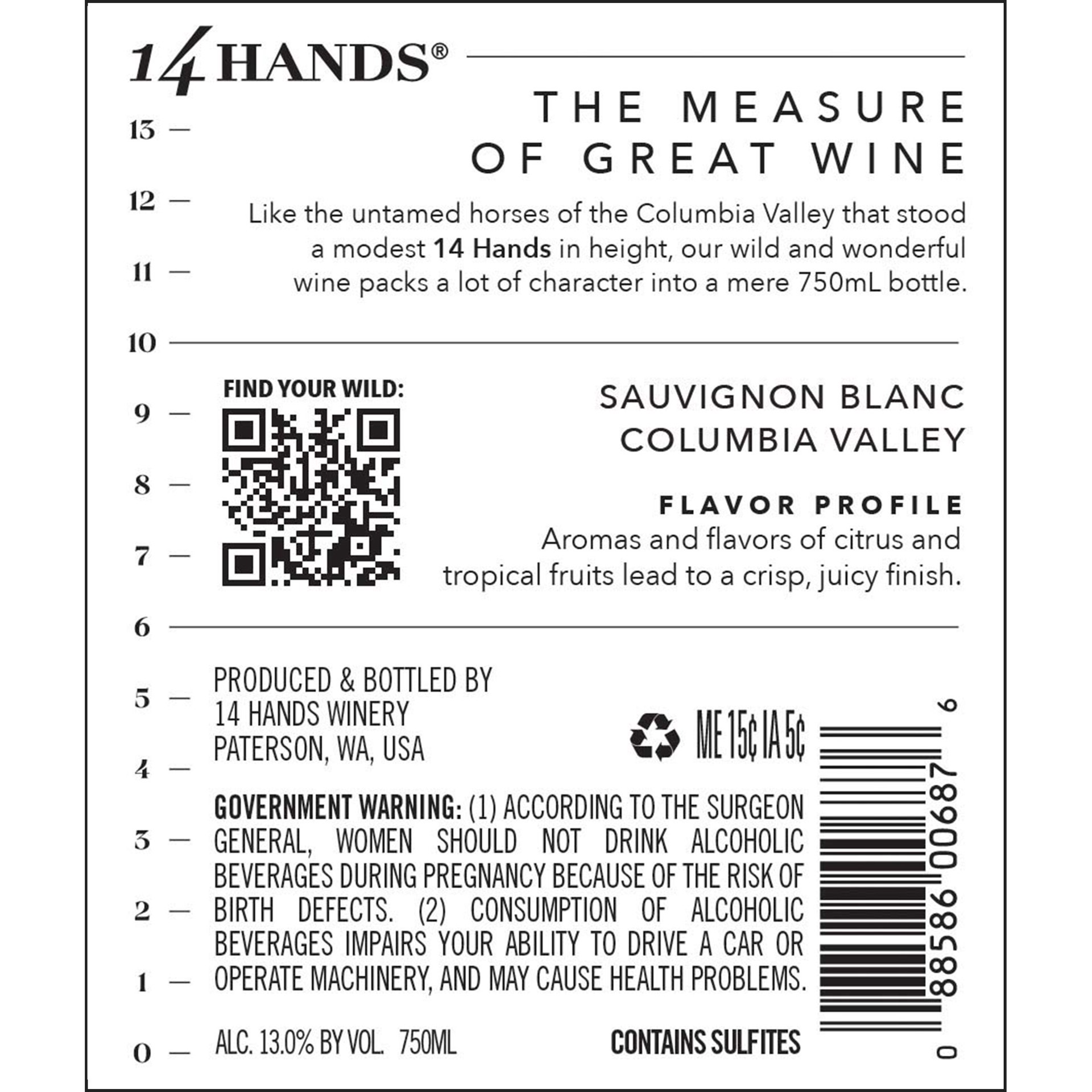 slide 6 of 7, 14 Hands Sauvignon Blanc, 750 ml