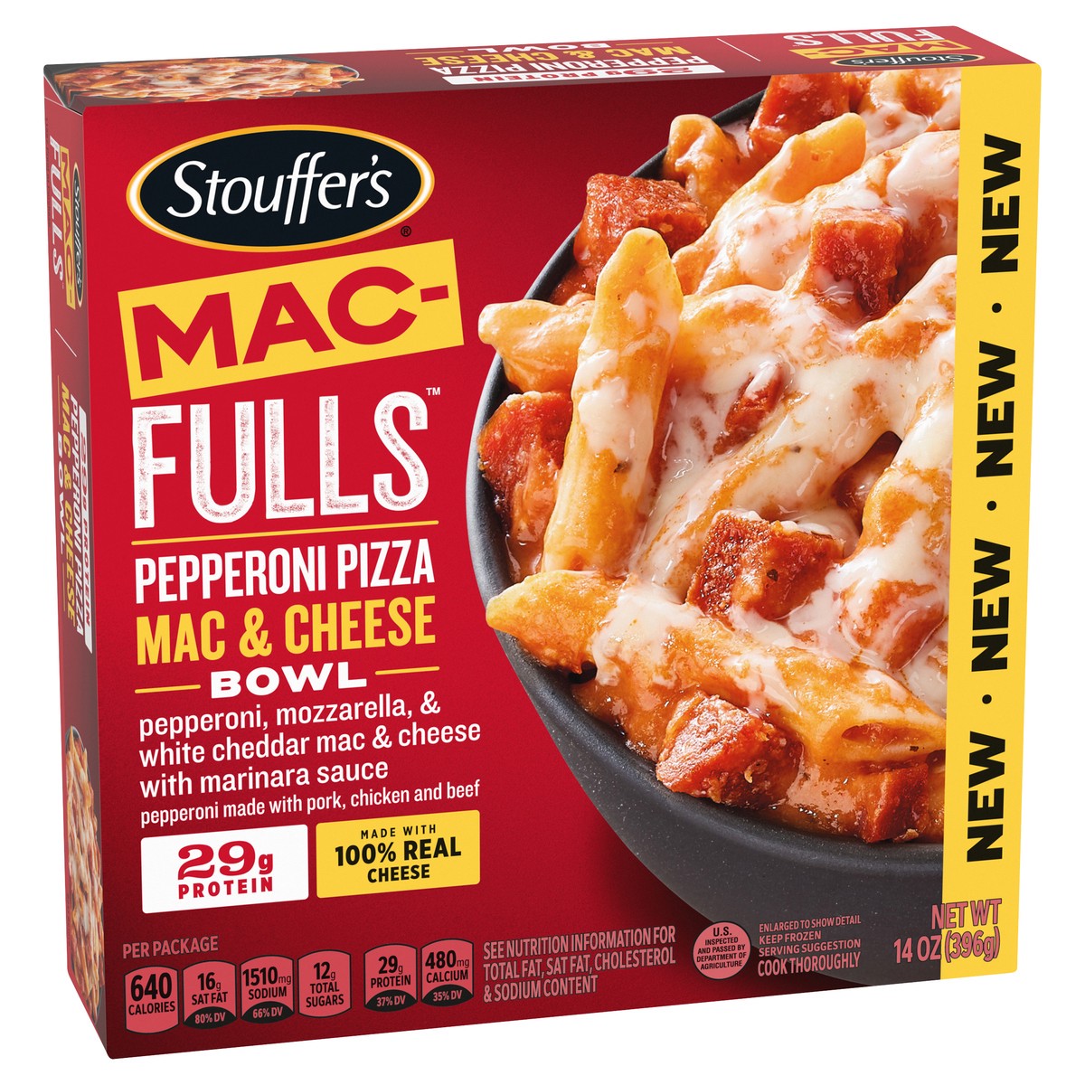 slide 4 of 8, Stouffer's MAC-FULLS Pepperoni Pizza Mac and Cheese Frozen Meal, 14 oz