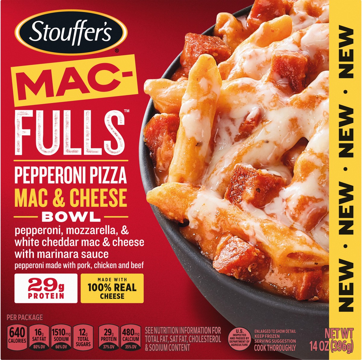 slide 8 of 8, Stouffer's MAC-FULLS Pepperoni Pizza Mac and Cheese Frozen Meal, 14 oz