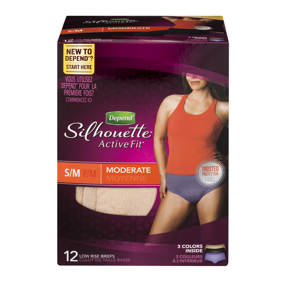 slide 1 of 1, Depend Silhouette Active Fit Women's S/m Moderate Absorbency Underwear, 12 ct