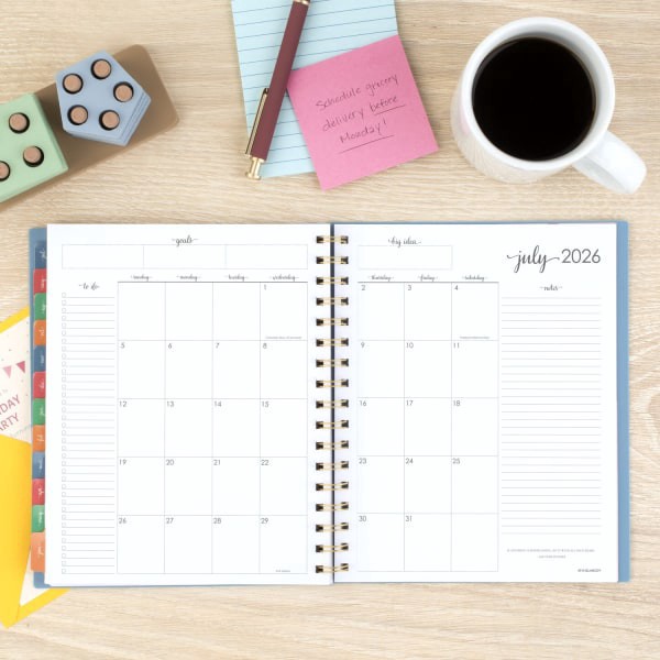 slide 4 of 10, AT-A-GLANCE® Harmony Academic 2025-2026 Weekly Monthly Planner, Retro Blue, Medium, 7"" x 8 3/4"", 1 ct