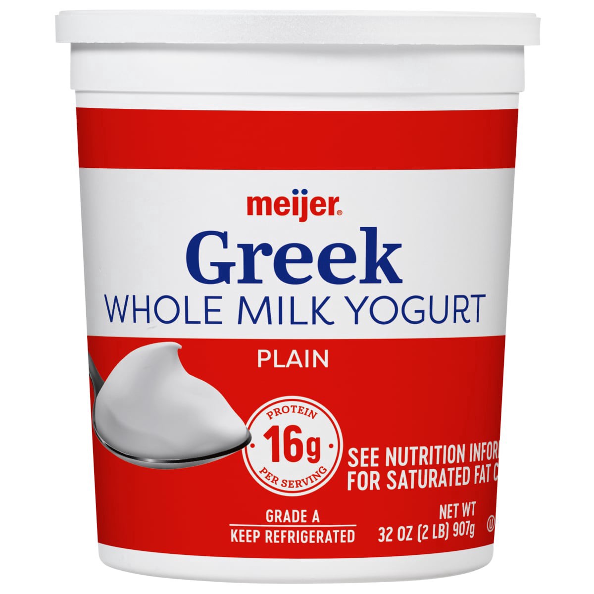 slide 1 of 29, Meijer Whole Milk Plain Greek Yogurt, 32 oz