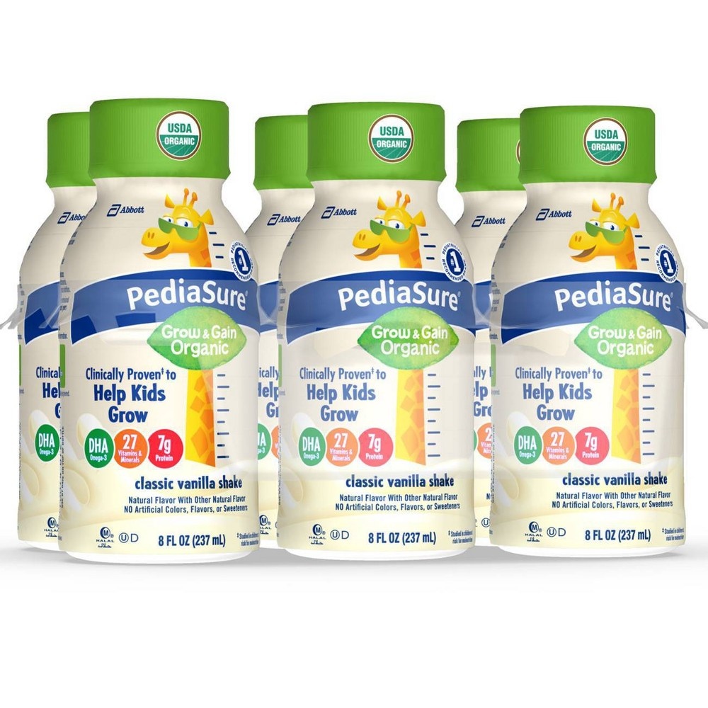 slide 5 of 5, PediaSure Grow & Gain Organic Kids' Ready-to-Drink Classic Vanilla Nutritional Shake, 6 ct; 8 fl oz