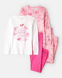Carter's Girls Desserts 100% Cotton Snug Fit 4-Piece Pajamas - Pink/White Pink 6