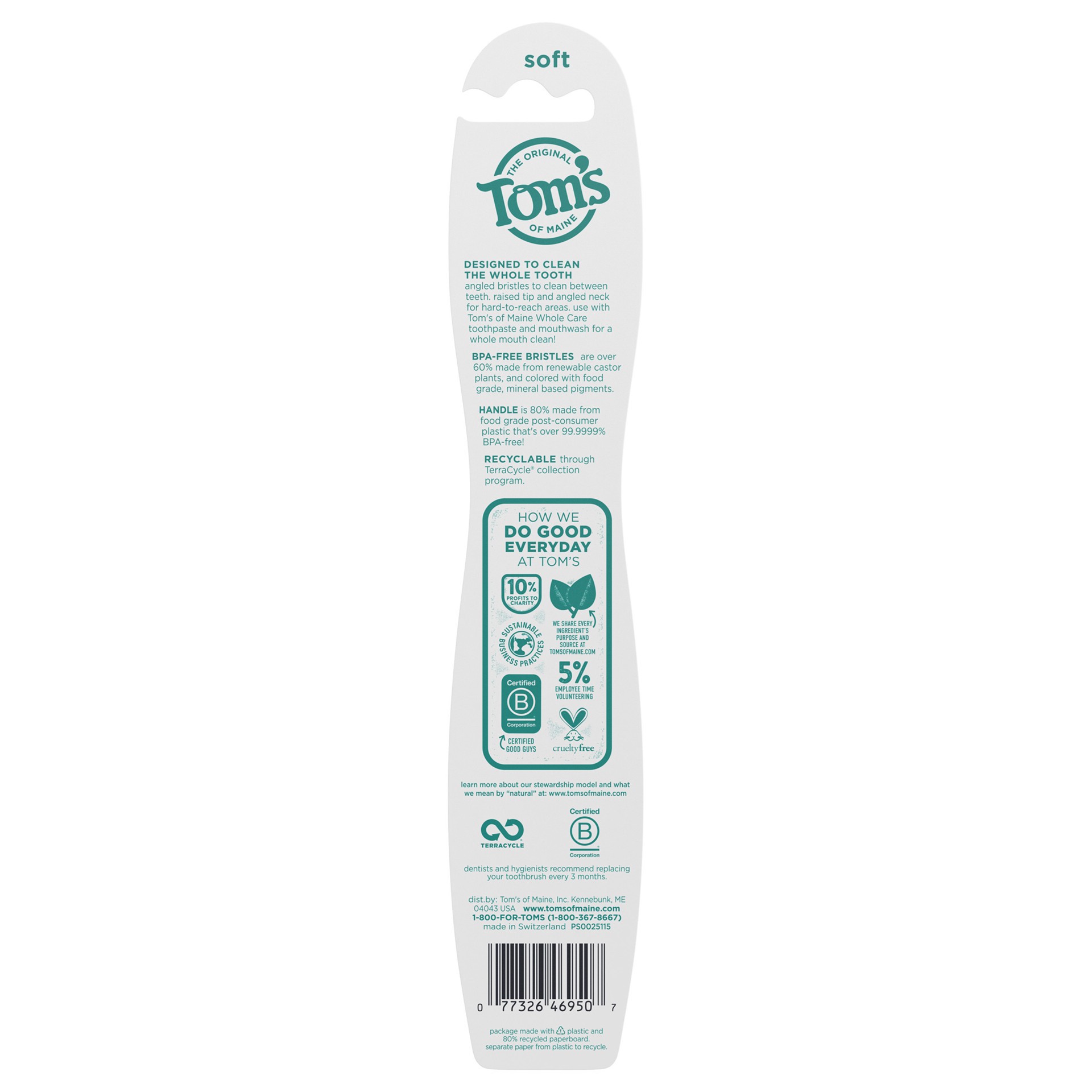 slide 4 of 4, Tom's of Maine Toothbrush, Whole Care, Soft, 1 ct