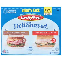 Land O' Frost DeliShaved Black Forest Ham/Oven Roasted Turkey Variety Pack 8 oz