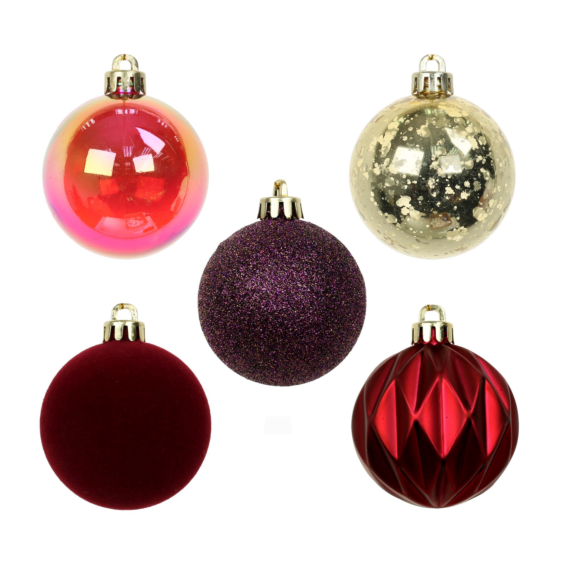 slide 3 of 3, 5 Pack 2.2" Burgundy Shatterproof Ball Ornaments By Ashland, 5 ct