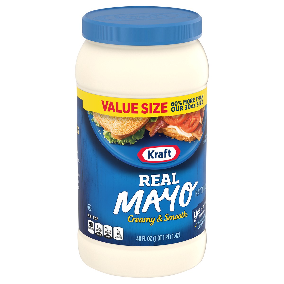 slide 6 of 9, Kraft Real Mayo Creamy & Smooth Mayonnaise, 48 fl oz Jar, 48 fl oz