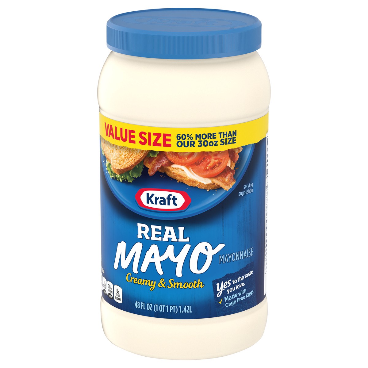 slide 3 of 9, Kraft Real Mayo Creamy & Smooth Mayonnaise, 48 fl oz Jar, 48 fl oz