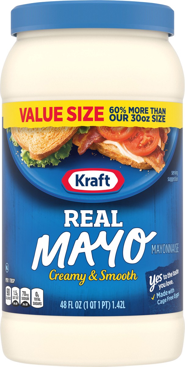 slide 2 of 9, Kraft Real Mayo Creamy & Smooth Mayonnaise, 48 fl oz Jar, 48 fl oz